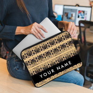 Griechisch Fret Arabesque Brown, Ihr Name, persona Laptopschutzhülle