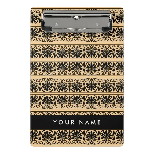 Griechisch Fret Arabesque Brown, Ihr Name, persona Mini Klemmbrett (Vorderseite)