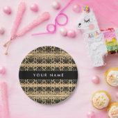 Griechisch Fret Arabesque Brown, Ihr Name, persona Pappteller (Party)