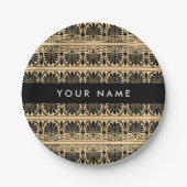 Griechisch Fret Arabesque Brown, Ihr Name, persona Pappteller (Vorderseite)