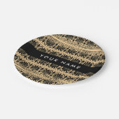 Griechisch Fret Arabesque Brown, Ihr Name, persona Pappteller (Schrägansicht)