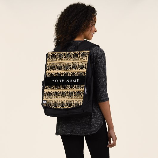 Griechisch Fret Arabesque Brown, Ihr Name, persona Rucksack (Ausgewaschen)