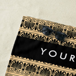 Griechisch Fret Arabesque Brown, Ihr Name, persona Strandtuch