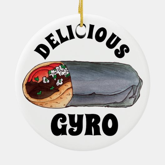 Griechisch Gyro Pita Fleisch Sandwich mediterrane Keramik Ornament (Hinten)