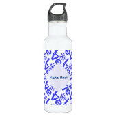 Griechisch Heart Blue LIEBE Tiled Personalisiert Edelstahlflasche (Vorderseite)
