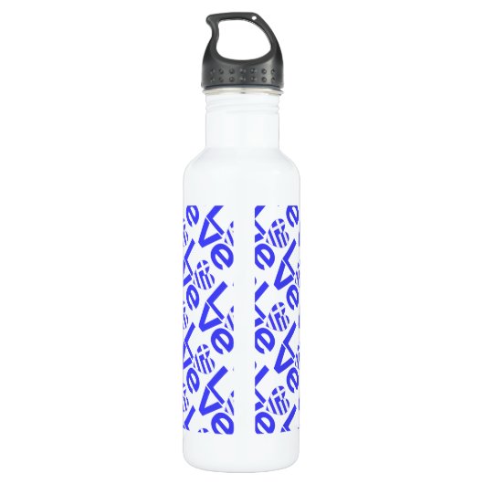 Griechisch Heart Blue LIEBE Tiled Personalisiert Edelstahlflasche (Rückseite)
