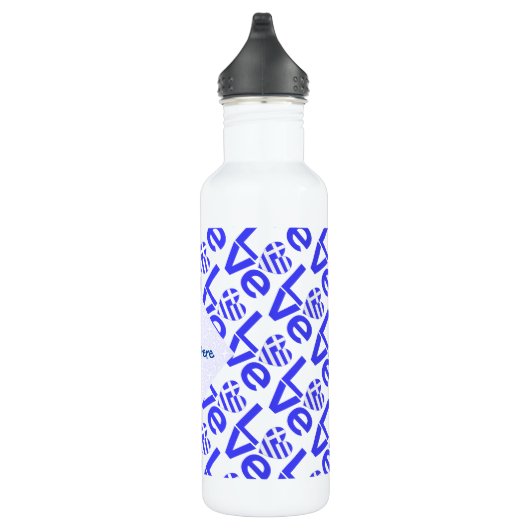 Griechisch Heart Blue LIEBE Tiled Personalisiert Edelstahlflasche (Rechts)