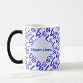 Griechisch Heart Blue LIEBE Tiled Personalisiert Verwandlungstasse (Links)