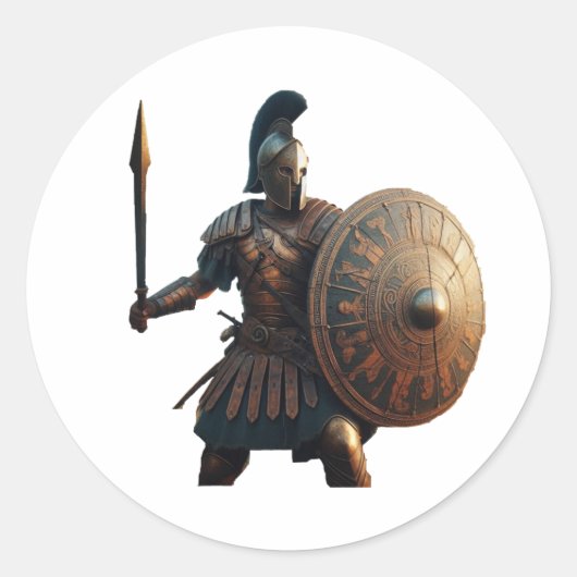 Griechisch Hoplite Runder Aufkleber (Vorderseite)