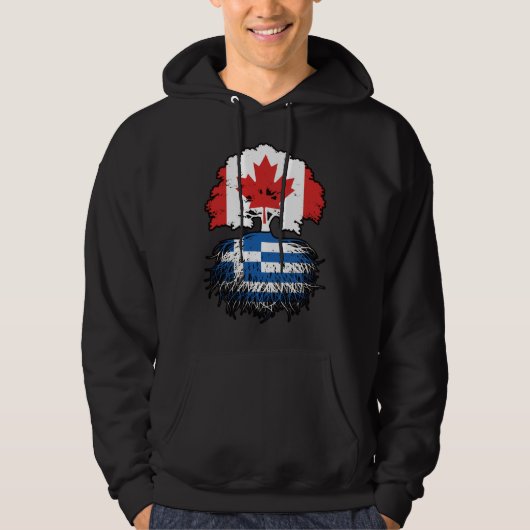 Griechisch-kanadische Tree-Roots-Flagge Hoodie (Vorderseite)