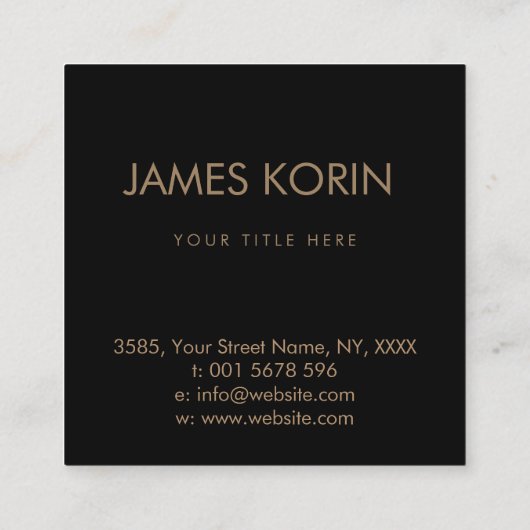 Griechisch Key Meander Monogram Gold auf schwarz Quadratische Visitenkarte (Rückseite)