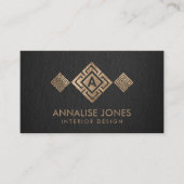 Griechisch Key Meander Monogram Gold auf schwarz Visitenkarte (Vorderseite)
