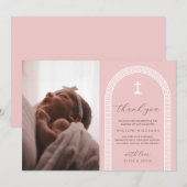 Griechisch Key Pink Foto Taufe Danke Karte (Vorne/Hinten)