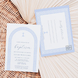 Griechisch Key White Blue Taufe Einladung Postkart Postkarte
