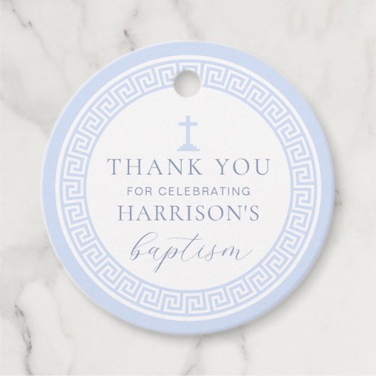 Griechisch Key White Blue Taufe Vielen Dank Geschenkanhänger (Vorderseite)