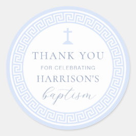 Griechisch Key White Blue Taufe Vielen Dank Runder Aufkleber