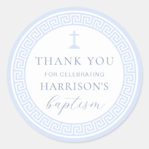 Griechisch Key White Blue Taufe Vielen Dank Runder Aufkleber