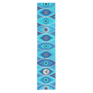 Griechisch Mataki - Matiasma Evil Eye Muster Kurzer Tischläufer