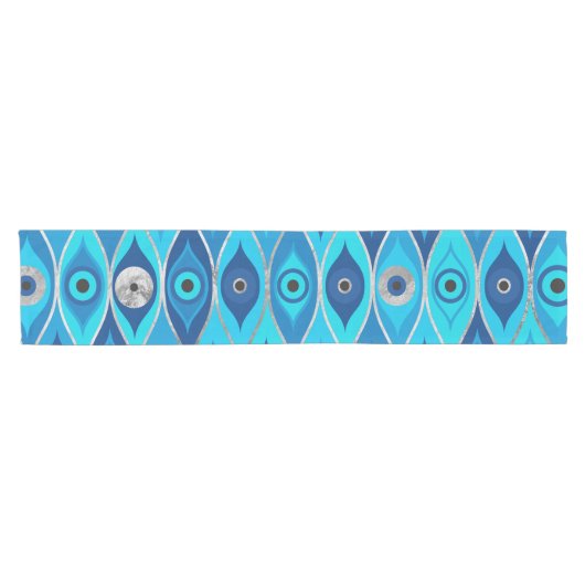 Griechisch Mataki - Matiasma Evil Eye Muster Kurzer Tischläufer (Horizontal)