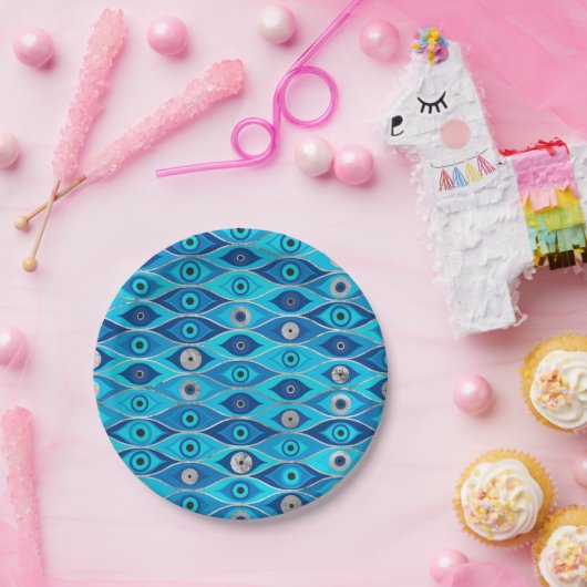 Griechisch Mataki - Matiasma Evil Eye Muster Pappteller (Party)