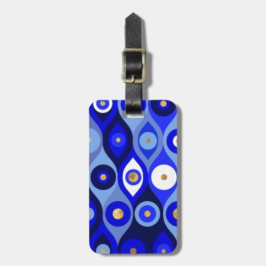 Griechisch Mati Mataki - Matiasma Evil Eye Blues Gepäckanhänger (Vorderseite vertikal)