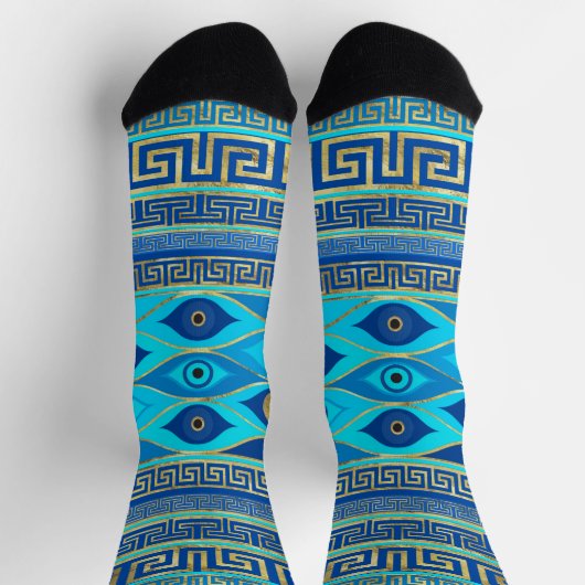 Griechisch Mati Mataki - Matiasma Evil Eye Blues Socken (Oben)