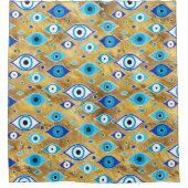 Griechisch Mati Mataki - Matiasma Evil Eye-Muster Duschvorhang (Vorderseite)