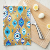 Griechisch Mati Mataki - Matiasma Evil Eye-Muster Geschirrtuch (Viertel Falte)