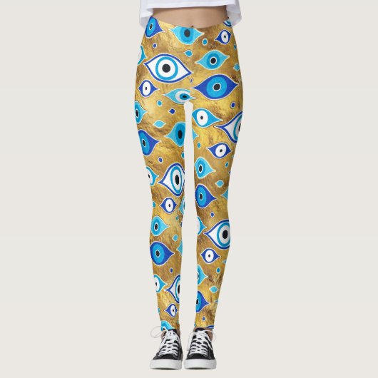 Griechisch Mati Mataki - Matiasma Evil Eye-Muster Leggings (Vorderseite)