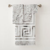 Griechisch Meander - griechisch-bedeutsame weiße M Badhandtuch Set (Insitu)