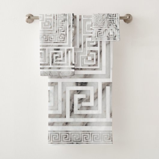 Griechisch Meander - griechisch-bedeutsame weiße M Badhandtuch Set (Insitu)