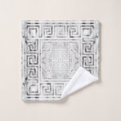 Griechisch Meander - griechisch-bedeutsame weiße M Badhandtuch Set (Waschlappen)