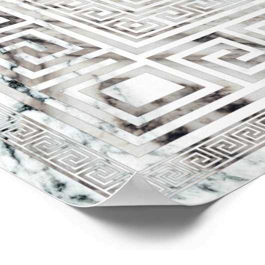 Griechisch Meander - griechisch-bedeutsame weiße M Poster (Ecke)