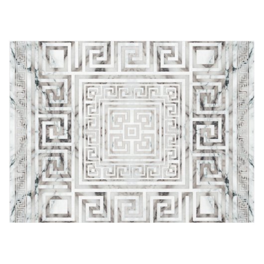 Griechisch Meander - griechisch-bedeutsame weiße M Tischdecke (Vorderseite (Horizontal))