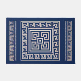 Griechisch Meander - griechischer Schlüssel - Blau Fußmatte
