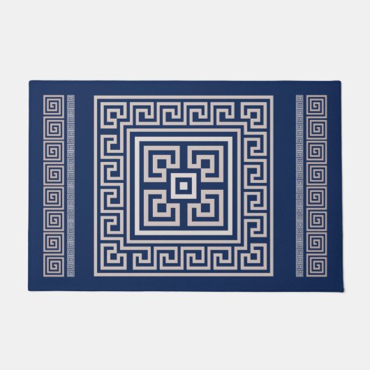 Griechisch Meander - griechischer Schlüssel - Blau Fußmatte (Vorderseite)