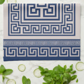 Griechisch Meander - griechischer Schlüssel - Blau Geschirrtuch (Gefaltet)