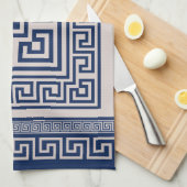 Griechisch Meander - griechischer Schlüssel - Blau Geschirrtuch (Viertel Falte)