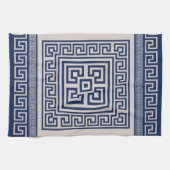 Griechisch Meander - griechischer Schlüssel - Blau Geschirrtuch (Horizontal)