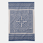Griechisch Meander - griechischer Schlüssel - Blau Geschirrtuch (Vertikal)