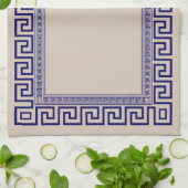 Griechisch Meander - griechischer Schlüssel - Blau Geschirrtuch (Gefaltet)