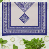 Griechisch Meander - griechischer Schlüssel - Blau Geschirrtuch (Gefaltet)