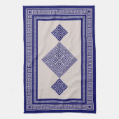 Griechisch Meander - griechischer Schlüssel - Blau Geschirrtuch (Vertikal)