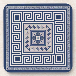 Griechisch Meander - griechischer Schlüssel - Blau Getränkeuntersetzer