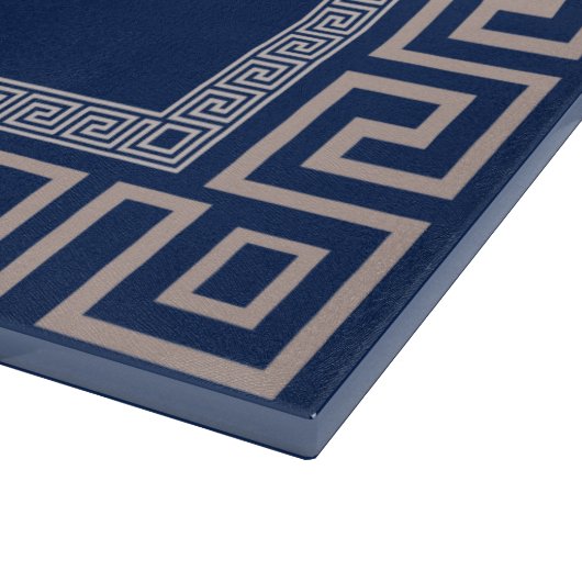 Griechisch Meander - griechischer Schlüssel - Blau Schneidebrett (Ecke)
