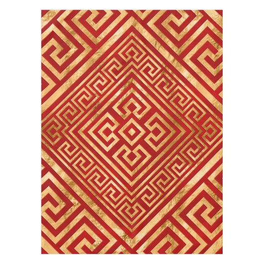 Griechisch Meander - griechischer Schlüssel - Gold Tischdecke (Vorderseite)