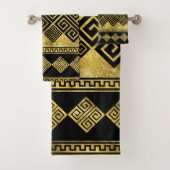 Griechisch Meander - griechisches Schlüsselschwarz Badhandtuch Set (Insitu)