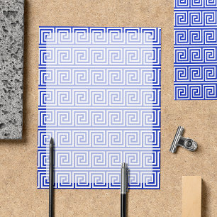 Griechisch Meander Key Squares Muster Blau
