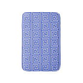 Griechisch Meander Key Squares Muster Blau Badematte (Vorderseite Vertikal)