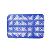 Griechisch Meander Key Squares Muster Blau Badematte (Vorderseite)